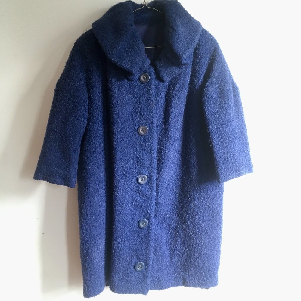 Handmade vintage 1960s coat and skirt, royal blue